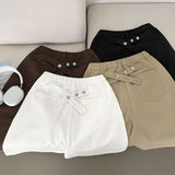 Unique Cross Adjust Point Bermuda Knee Length Cotton Pants