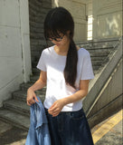 Sarun Color Layered Basic Round Short Sleeve Tee
