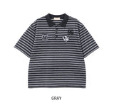 Recl 96 Striped Collared Short Sleeve T-shirt