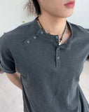 Felder Double Henley Neck Short Sleeve Tee