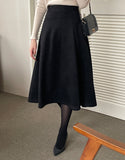 Margaroon Suede Banding Flare Skirt