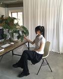 Take Pleats Tiered Frill Bootcut Pants
