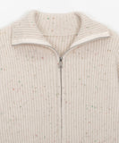 Loven two-way mix knit zip-up cardigan