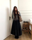 Camel Banding Balloon Long Skirt