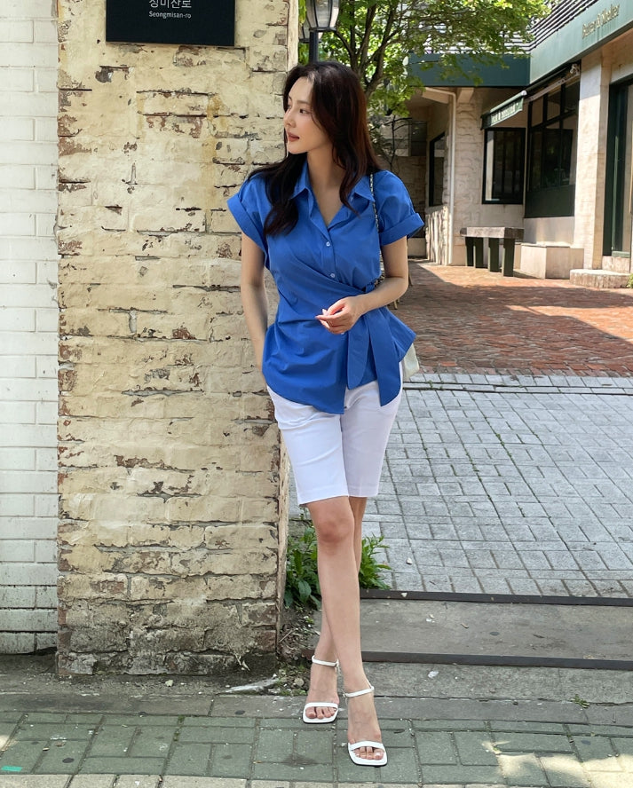 【I AM MARI】Capri Cotton Biker Half Slit Pants I AM MARI (アイアムマリ) - カプリコットンバイカー5分丈