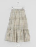 Mihi Seersucker Check Tiered Long Skirt