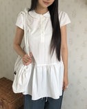 Happy Round Collar Puff Short Sleeve Mini One Piece