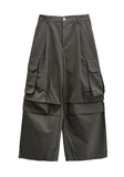 Pin Cotton Wide Cargo Pants