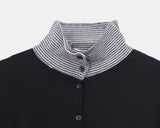 Only Stripe Color Matching High Neck Long Sleeve Cardigan