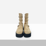 Ine Suede Buckle Platform Boots