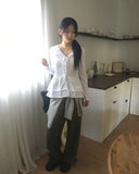 Shalu Frill Layered Button Strap Cardigan