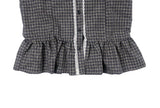 Ripen Check Lace Frill Puff Short Sleeve Shirt