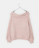 Yubin ribbon twist off-shoulder cable knit