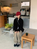 [unisex] Linve two-way high neck knit zip-up cardigan