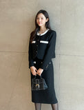 Royel color matching tweed H-line skirt