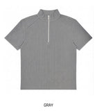 Ziden Half Zip-Up Ribbed Short-Sleeve T-Shirt