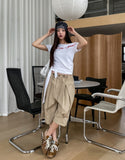 Node cut string cotton bermuda shorts