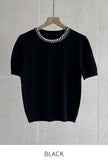 Terial Pearl Neck Volume Knit