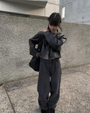 Head Black Blue Pintuck Wide Denim Pants