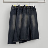 Basic Wide Fit Washing Banding Span Heated Fabric Brushed Denim Pants