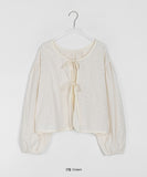 Ryoku Flower Punching Round Ribbon Cardigan