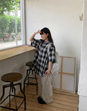 [unisex] Sella Check Over Short Sleeve Shirt