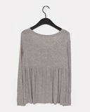 Hoshiv Button Shirring Layered Long Sleeve T-Shirt