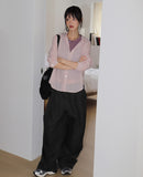 Mote cut key ring loop two-way wide cotton pants