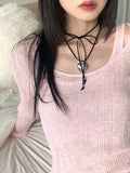 Roche Silver Bold Heart Strap Necklace