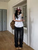 Doubling Straight Stud Denim Pants