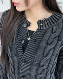 Lahen Cable Dyeing Damage Cardigan