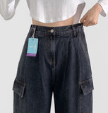 Pocket baggy wide fit denim cargo pants