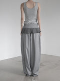 Curved Balloon Pleated Wrap Slacks