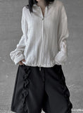 Herringbone punching two-way knit zip-up