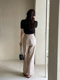 Terry Linen Puff Short Sleeve Blouse