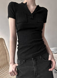 Neck slit pocket t