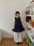 Huttle Check Tiered Layered Sleeveless One Piece