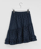Buyan Dot Frill Denim Midi Skirt