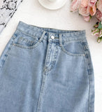 Bow Slit H-line Denim Skirt