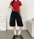 3 Pocket Big Cargo Multi Pocket Bermuda Knee Length Pants