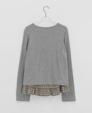 Meganne Check Frill Layered Long Sleeve Tee