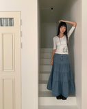 Kinun Number Printing Round Neck Elbow Length T-shirt