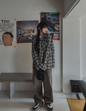 Leaf Overfit Hooded Checkered Shirt