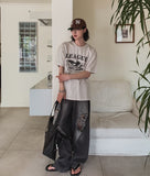 Portina Damage Wide Denim Pants