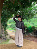 Hidon string wide parachute pants