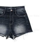 Grayish Cut Denim Shorts