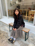 Wendell Check Frill Banding Long Skirt