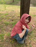 [BAONHAUS] Apon Hood Shirring Check Blouse