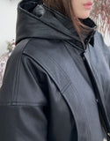 Lopa Hood Leather Padded Jacket