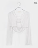 Permil Drape Shirring Crop Sleeveless Cardigan Set